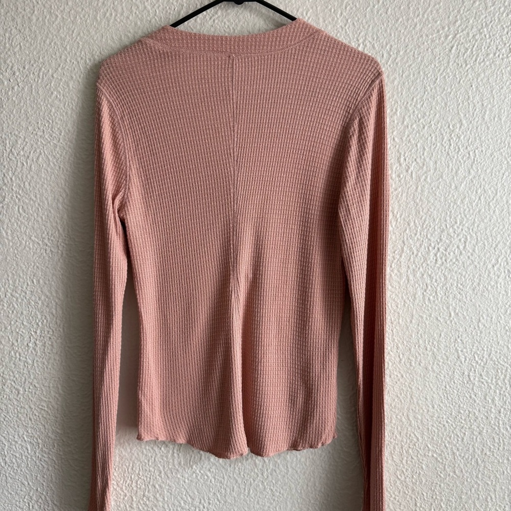 Free People Mauve Waffle Knit Long Sleeve Henley - Picture 9 of 12